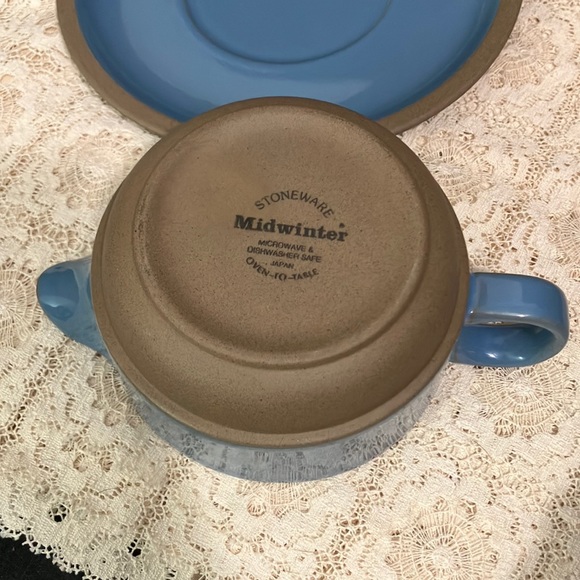 Vintage Midwinter Bluestone Gravy Boat & Under Plate Stoneware Japan - Picture 6 of 10